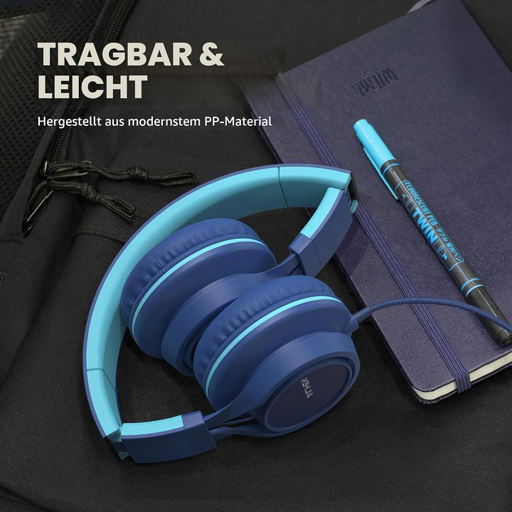 AILIHEN C8 Kopfhörer mit Kabel und Mikrofon, faltbar und verstellbar, On-Ear-Headsets, Lautstärkereg