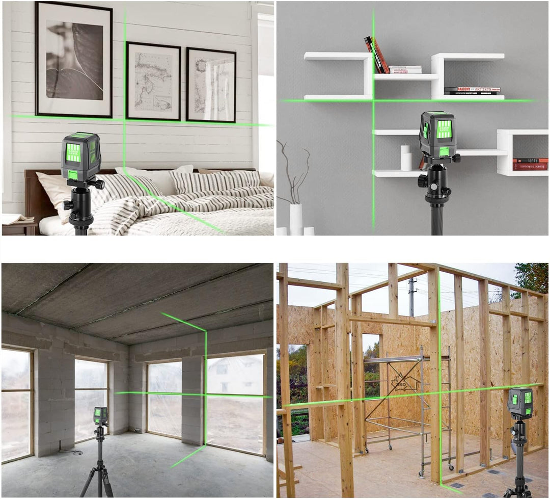 Kreuzlinienlaser Grün, ENVENTOR EN011G Selbstnivellierend Linienlaser 25m ± 0,3mm/m, Vertikale/Horiz