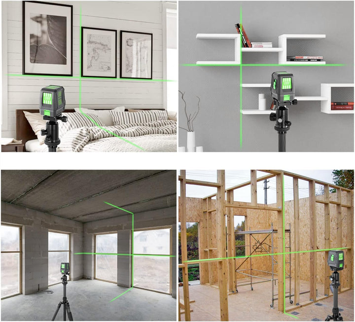 Kreuzlinienlaser Grün, ENVENTOR EN011G Selbstnivellierend Linienlaser 25m ± 0,3mm/m, Vertikale/Horiz