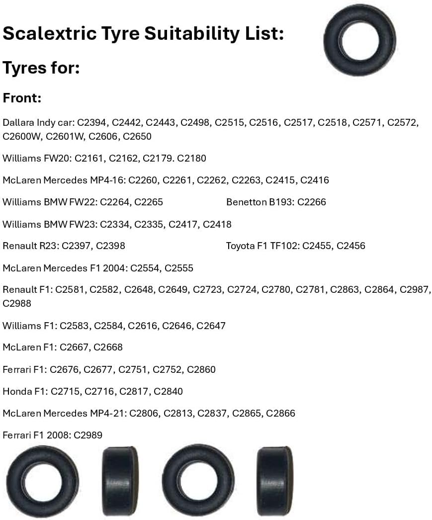 SSC Slot Cars Super Grip Ersatz Auto J Reifen/Reifen Set Zubehör, Indy Modern F1 Front/Rear Slicks K