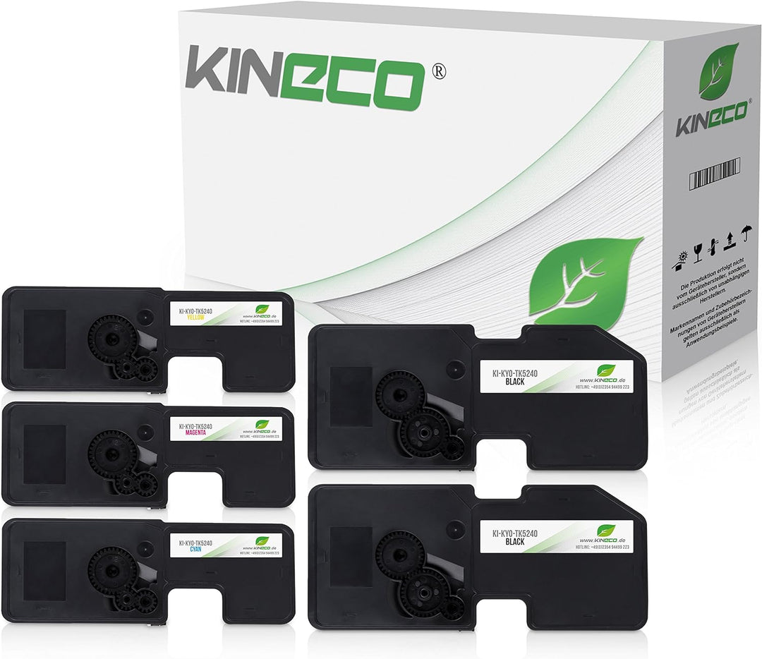 Kineco 5X Toner ersetzt TK5240 2X bk 1x CMY Multipack für Kyocera Ecosys M5526cdw P5026cdn