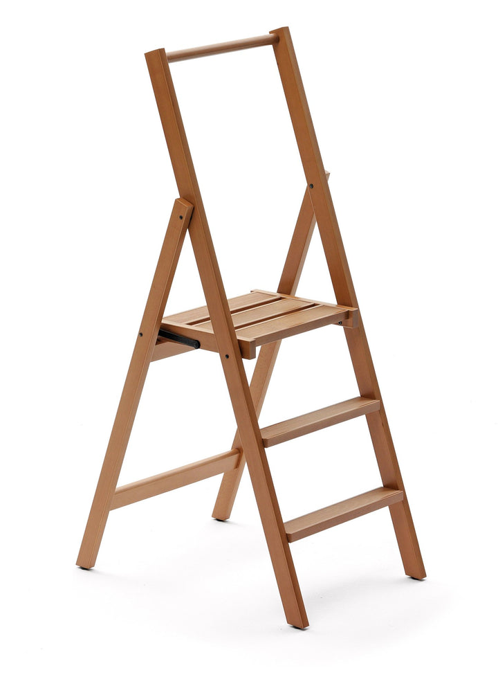 Arredamenti Italia 3-Stufen Leiter Kimora, Holz - zusammenklappbar - 3 Stufen -Farbe: Kirsche Holz A
