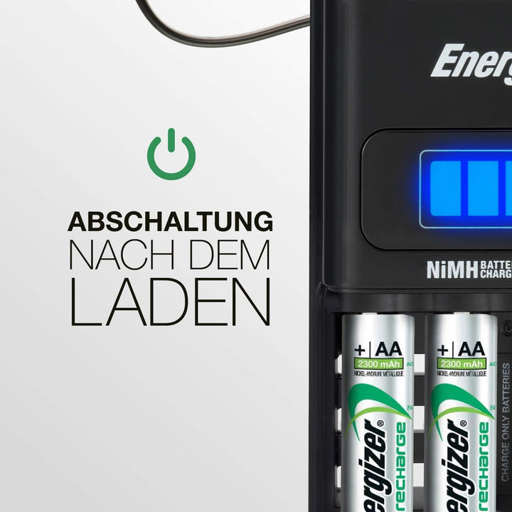Energizer Recharge 1-Stunden Akku Ladegerät für wiederaufladbare Batterien der Grössen AA und AAA 1-