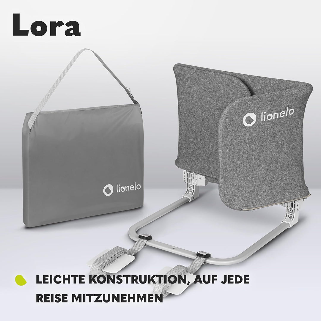 Lionelo Lora Tragbares Bettschutzgitter für Kinder, Neigungsverstellung bis 180°, klappbares Schutzg