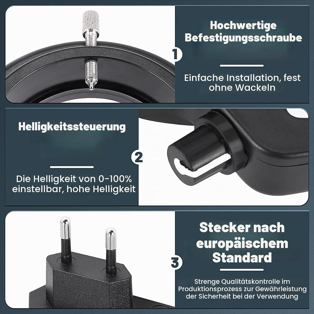 Tiamu LED Mikroskop Ringlicht, 144 LED Lampenperlen Optische Stereomikroskop Kamera Illuminator, Sup