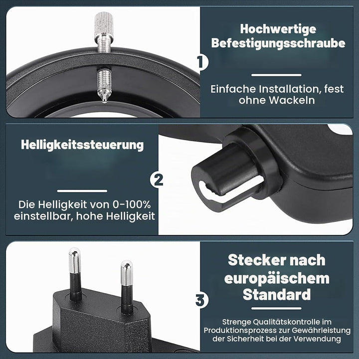 Tiamu LED Mikroskop Ringlicht, 144 LED Lampenperlen Optische Stereomikroskop Kamera Illuminator, Sup