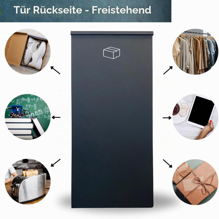 Paketkasten mit Autonomie - KOSTENLOSES Aufkleber - PakketPanda - XXL - Paketkasten - Hintertür - Rü