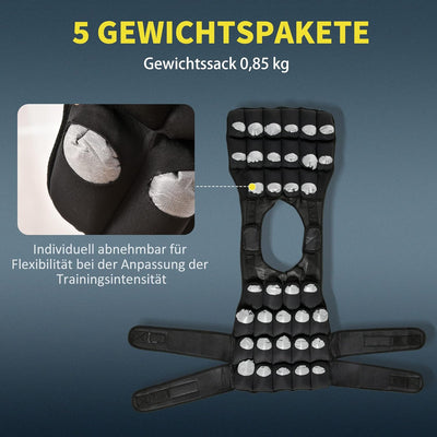 HOMCOM 30 kg Gewichtsweste Trainingsweste mit 35 Gewichtssäcke Verstellbar Krafttraining Fitness Oxf