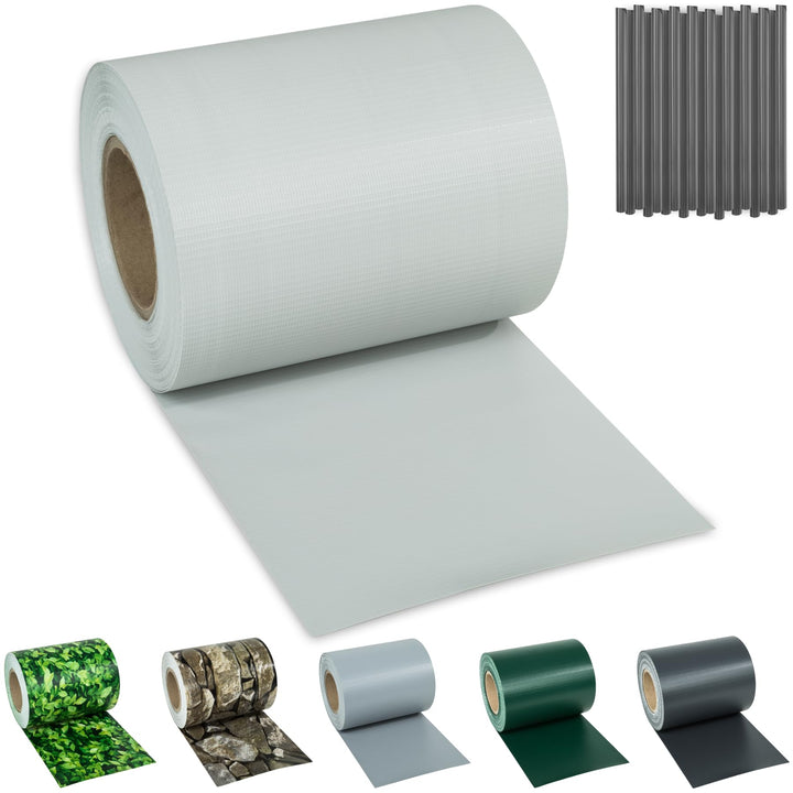 TecTake PVC Sichtschutzfolie Sichtschutzstreifen inkl. Befestigungsclips 450g/m² - Diverse Modelle -