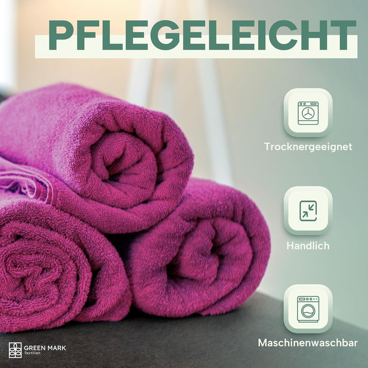 NatureMark NM-HT0701 8-er Spar-Pack Frottier Handtücher, 50 x 100 cm, Pink, Pink