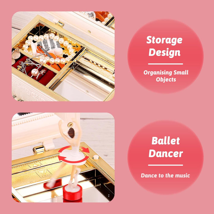 Ballerina Spieluhr mit Melodie, Musik Schmuckkästchen Vintage Music Box Musikalische Schmuckkiste mi