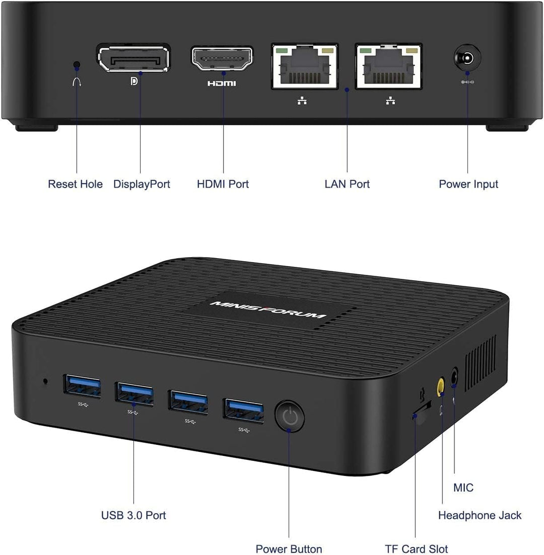 MINIS FORUM Mini PC Lüfterlos 8GB DDR4 256GB SSD Pentium N5030 Processor (up to 3.1GHz) Mini Compute