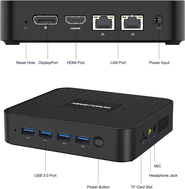 MINIS FORUM Mini PC Lüfterlos 8GB DDR4 256GB SSD Pentium N5030 Processor (up to 3.1GHz) Mini Compute