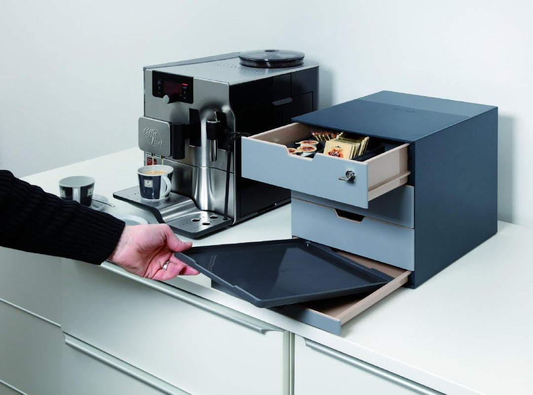 Durable Coffee Point Box Aufbewahrungsbox für Kaffee/Tee, Cateringbox, Kaffeestation/Büroküche, anth