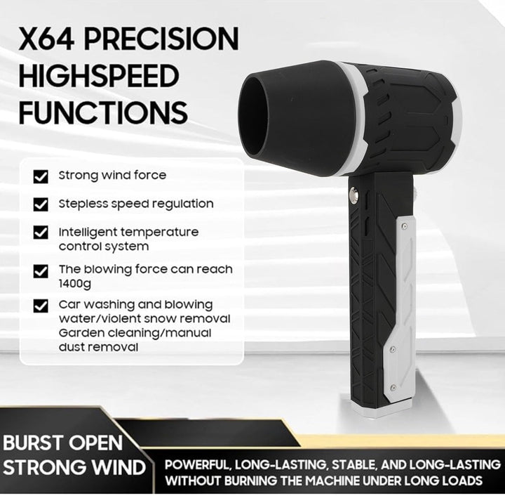 Starkes Trockengebläse 180.000 U/min, 1400 G Kraftvoller Schub, 64-mm Turbinenventilator, Bürstenlos