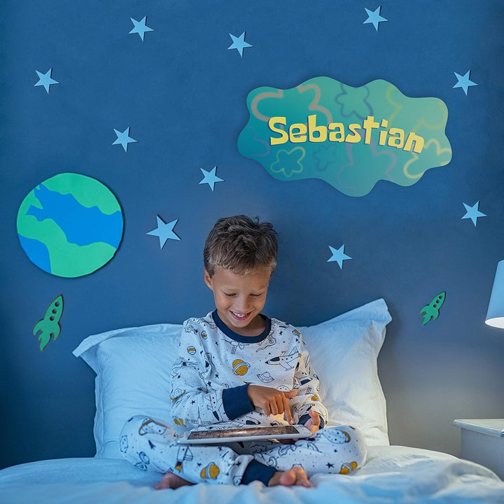 Elbeffekt Schwamm Schild aus Holz- personalisierbares Geschenk - Kinderzimmer Deko - Wohnzimmer Deko