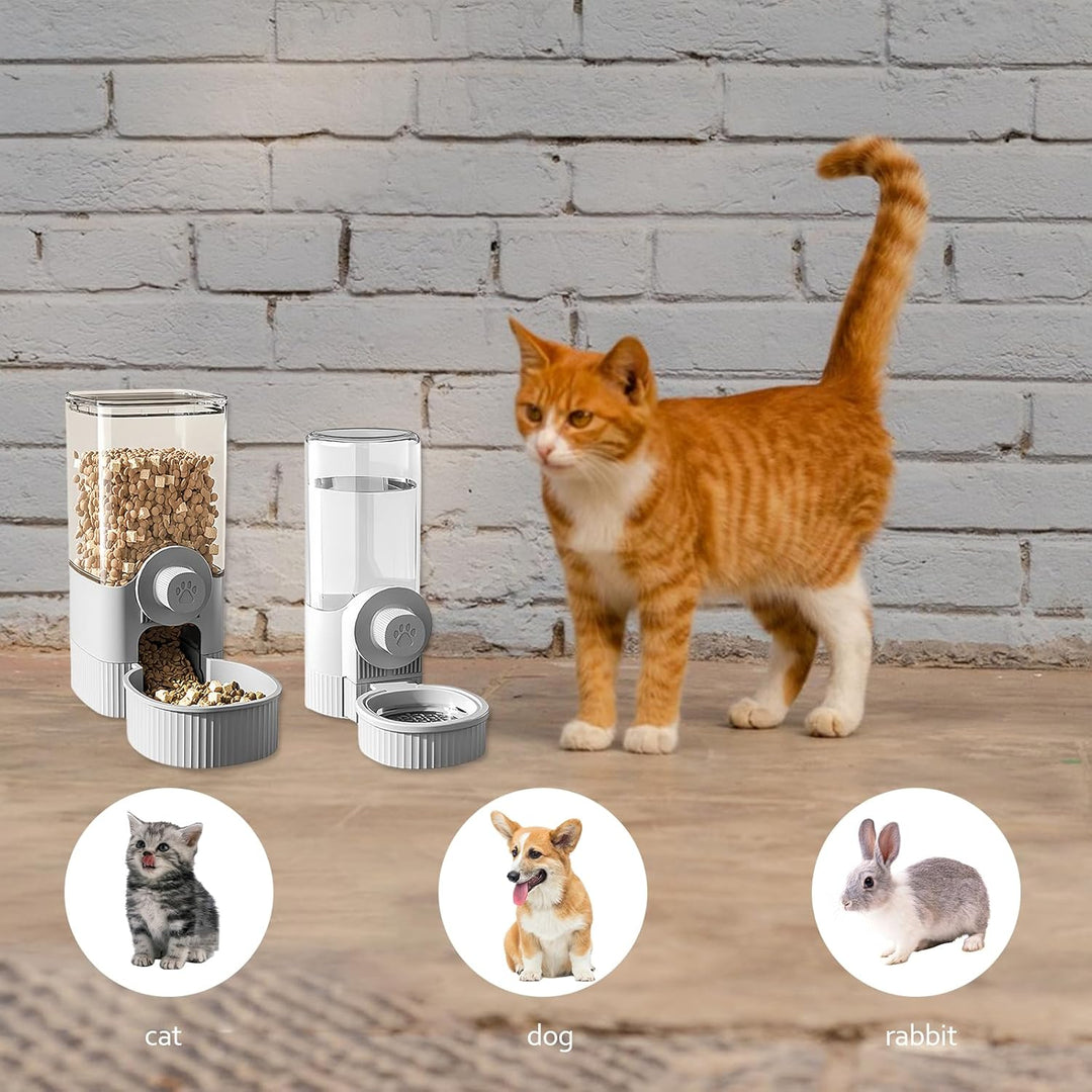 Automatischer Futter und Wasserspender: PRITOK 2 Stück Futterspender und Wasserspender für Haustiere