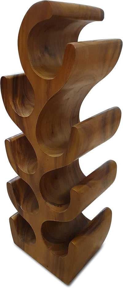 Kinaree Massivholz Weinregal für 8 Flaschen - 70cm freistehendes Flaschenregal in Baum Form aus eine