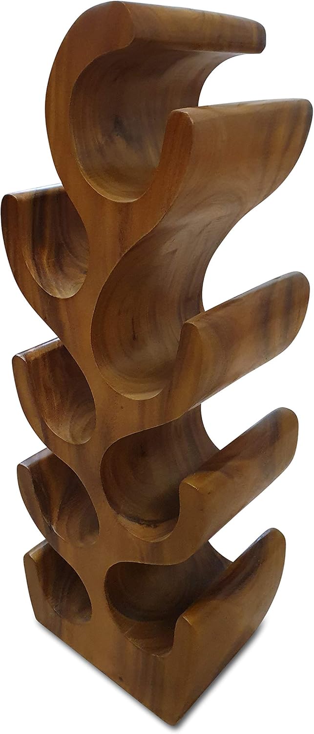 Kinaree Massivholz Weinregal für 8 Flaschen - 70cm freistehendes Flaschenregal in Baum Form aus eine