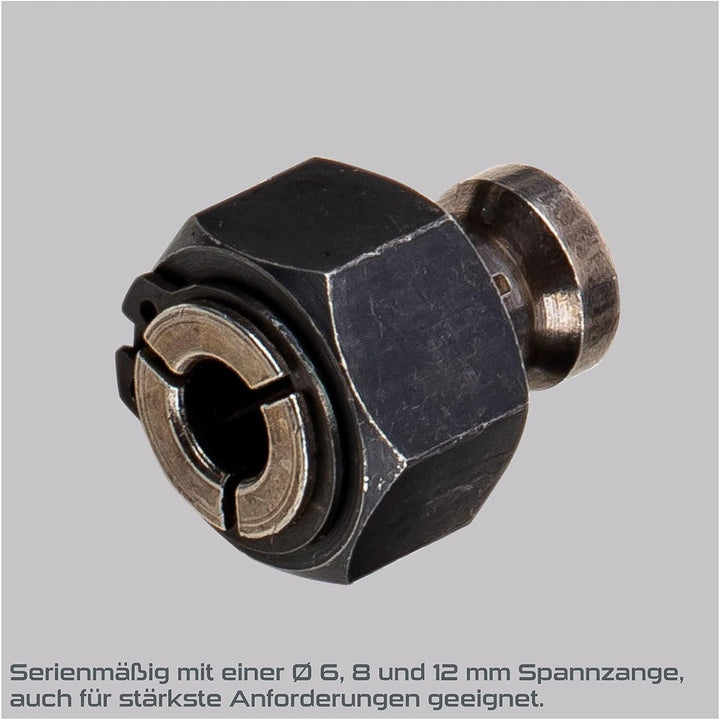 Practixx Fräsmaschine PX-TFM40 Tischfräsmaschine | Leistung 1500W | Spannzangen 6/8/12mm | Spindelhö