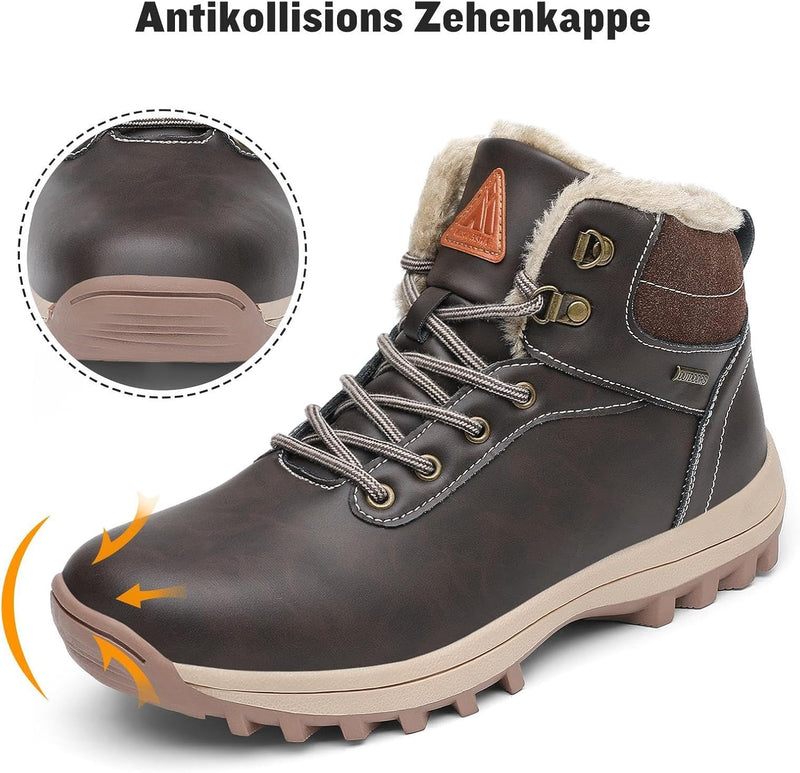 Mishansha Warme Gefüttert Winterschuhe Herren Damen Wasserabweisend Winterstiefel Wanderschuhe Gr.36