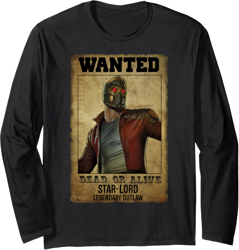 Marvel Star-Lord Guardians of the Galaxy Wanted Poster Langarmshirt