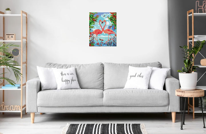 Ravensburger CreArt 28991 - Flamingo Love - Malen nach Zahlen Erwachsene, DIY Malset mit Pinsel und