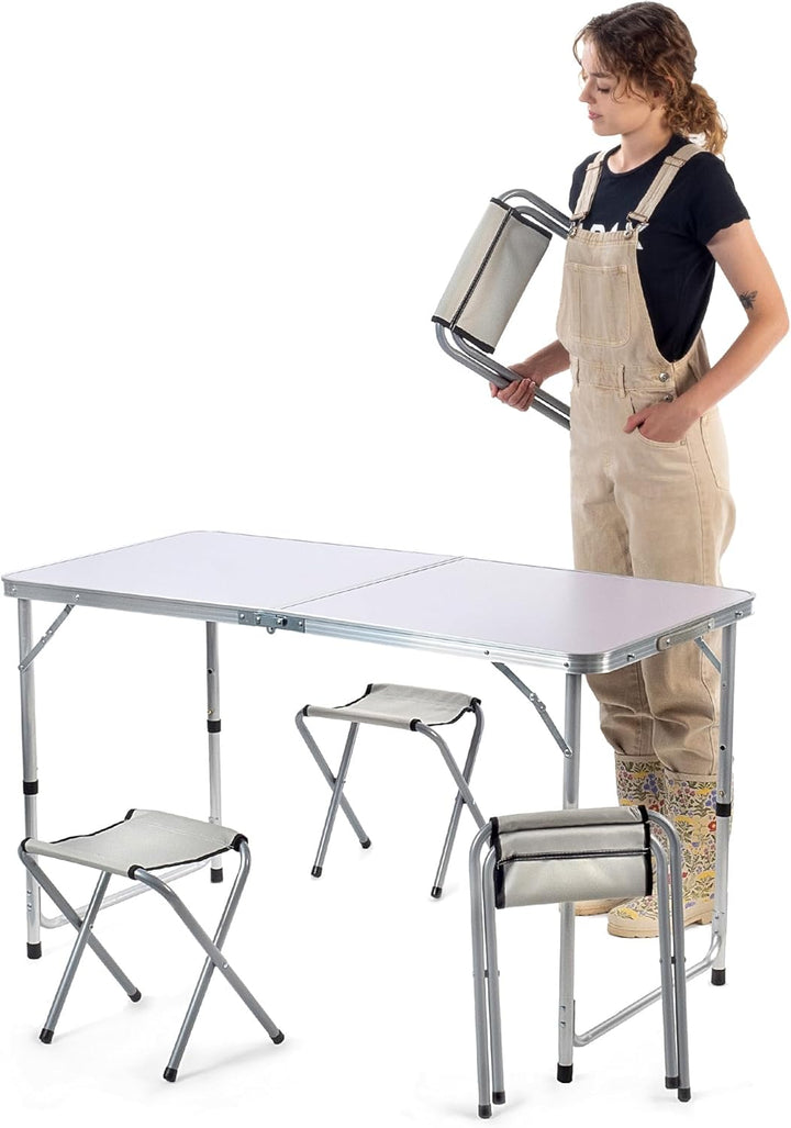 KADAX Campingmöbelset, Camping Tisch mit Klappstühlen, Klapptisch mit 4 Sessel, Höhenverstellbare Si