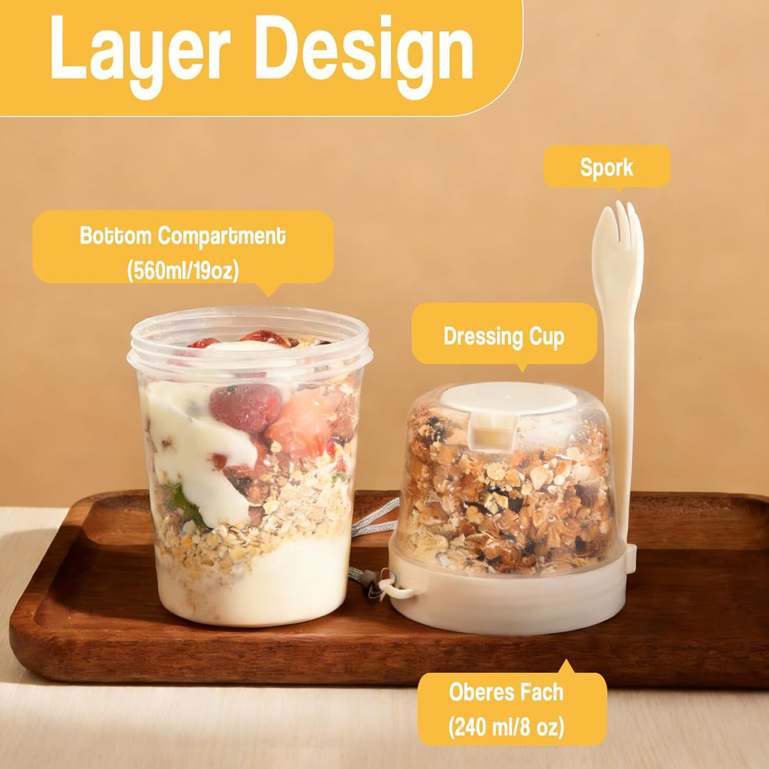 VITEVER 4er-Pack 27 oz wiederverwendbare Joghurt-Parfait-Becher mit Deckel und Löffel, Müsli-Parfait