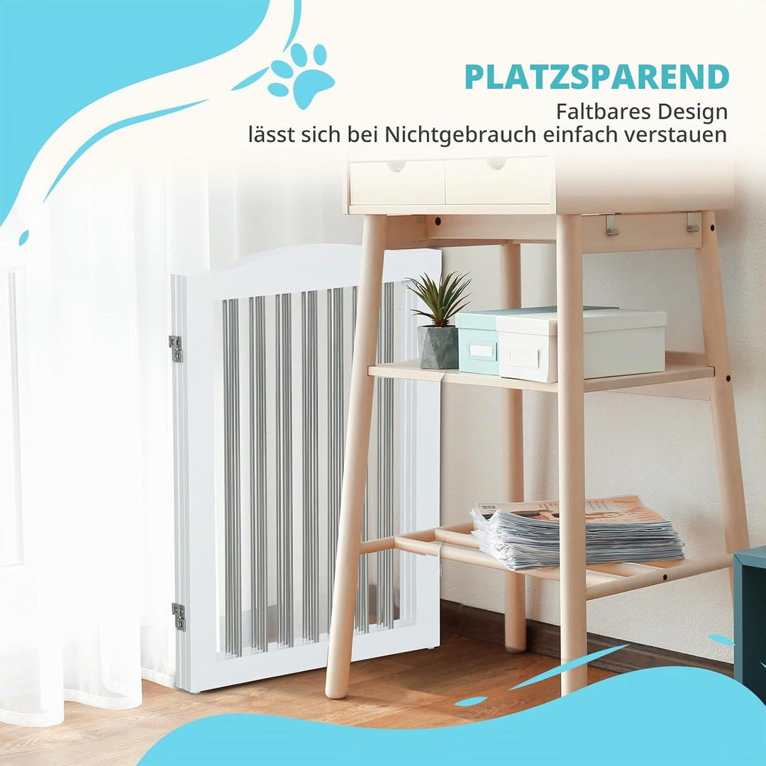 PawHut Absperrgitter Hund Freistehendes Schutzgitter mit Füssen 154 x 80 cm Hundegitter Klappbar Tre