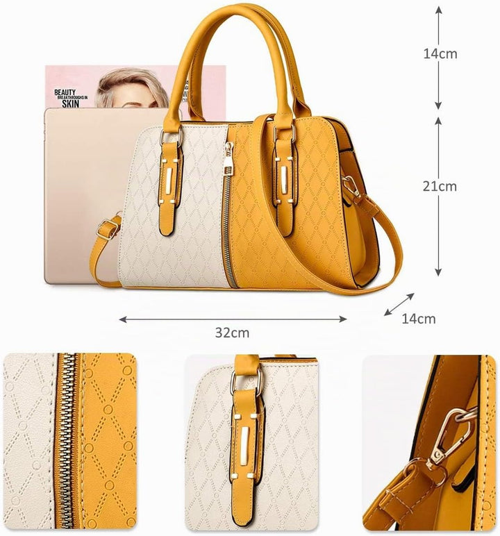 NICOLE &amp; DORIS Schultertasche Damen Mode PU Leder Schick Shopper Handtasche Umhängetasche Tote Handt