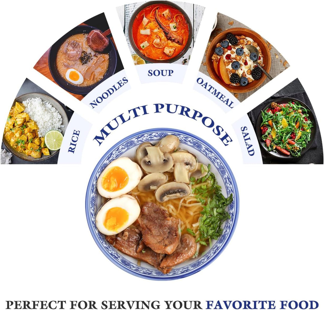 BESTonZON Keramik Suppensch¨¹ssel Nudelschale Asiatische Ramen Sch¨¹ssel Blau 7 Zoll Chinesische Sti