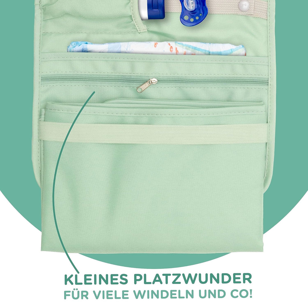 Jubi® Mint Windeltasche gesteppt mit Wickelunterlage für unterwegs mit extra viel Platz - Kleine Wic
