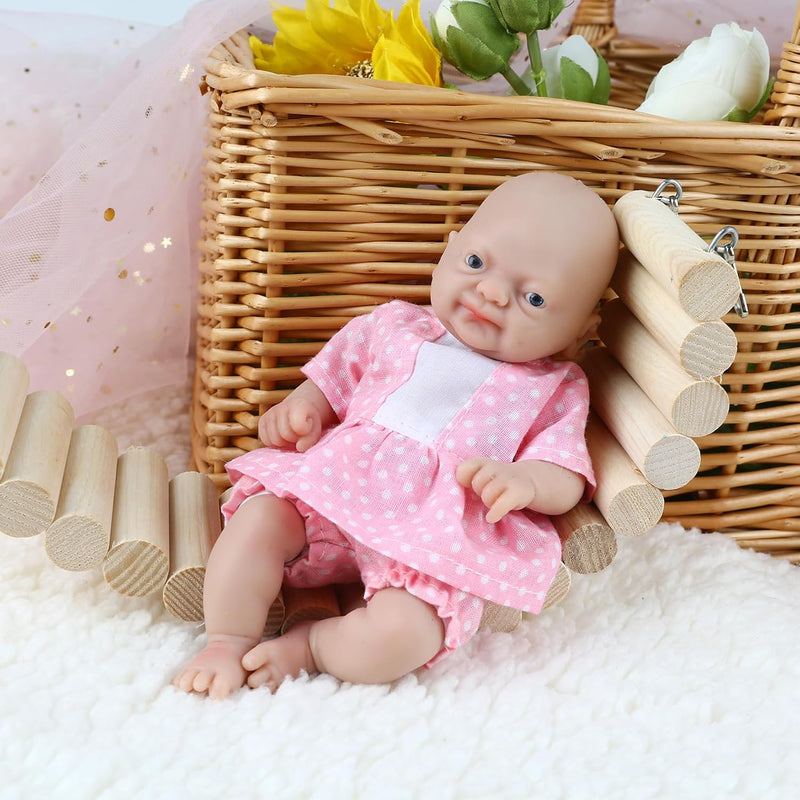 Vollence Mini-Reborn-Puppe Mädchen Micro-Frühchen Ganzkörper-Silikon lebensechte Mini-Reborn-Puppe Ü