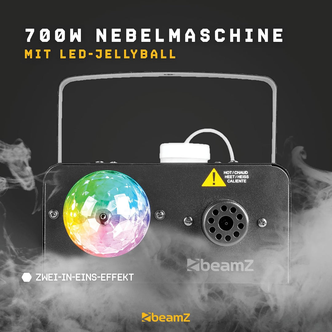 BeamZ S700-JB Kompakte 700-Watt-Nebelmaschine mit Fernbedienung, Rauchmaschine mit Lichteffekt, Smok