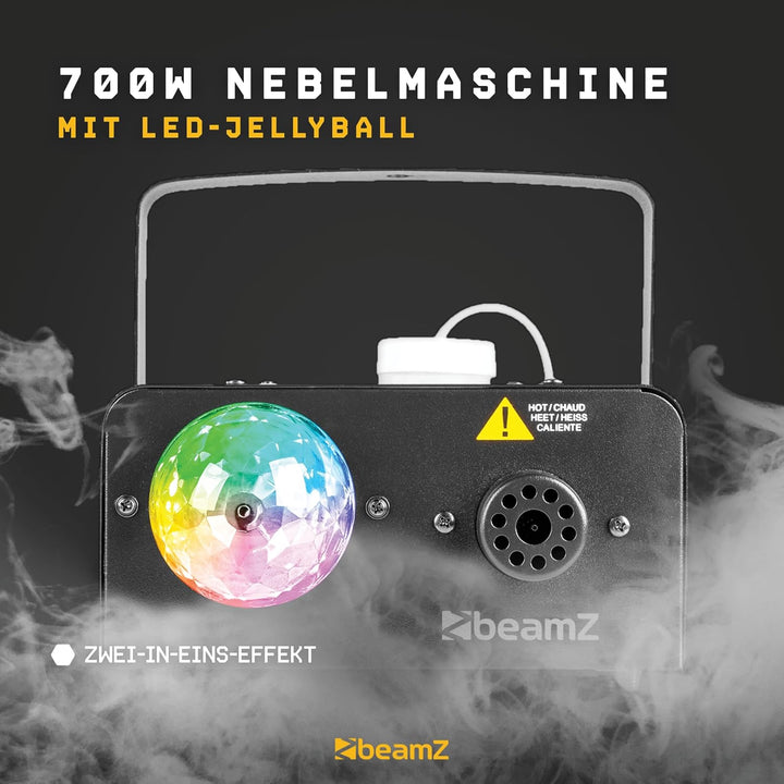 BeamZ S700-JB Kompakte 700-Watt-Nebelmaschine mit Fernbedienung, Rauchmaschine mit Lichteffekt, Smok