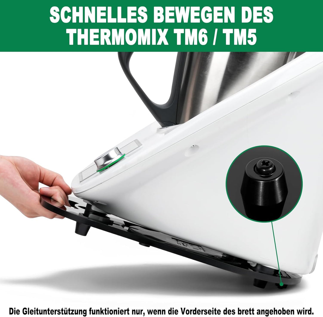 für Thermomix TM6 TM5 Gleitbrett Acryl,Ticanros Premium Schnelles Bewegen Rollbrett für Thermomix Vo