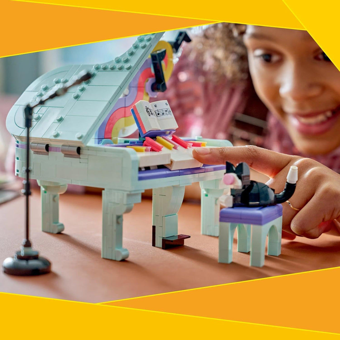 LEGO Creator 3-in-1-Set Deko-Klavier mit Katze - Retro Modellbau mit 3 Bauoptionen: Klavier, Radio o
