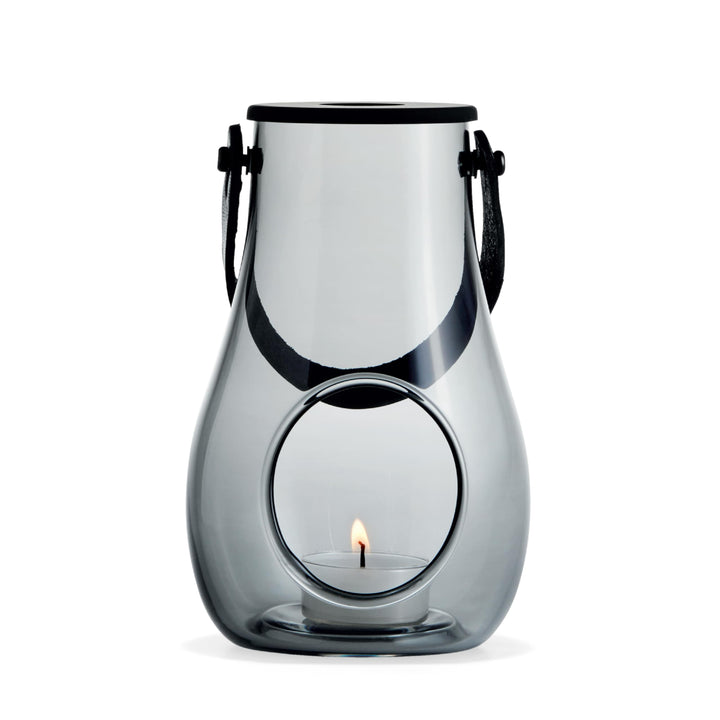 Holmegaard Laterne H16.5 cm Design with Light aus mundgeblasenem Glas, grau Smoke H16,5 cm, Smoke H1