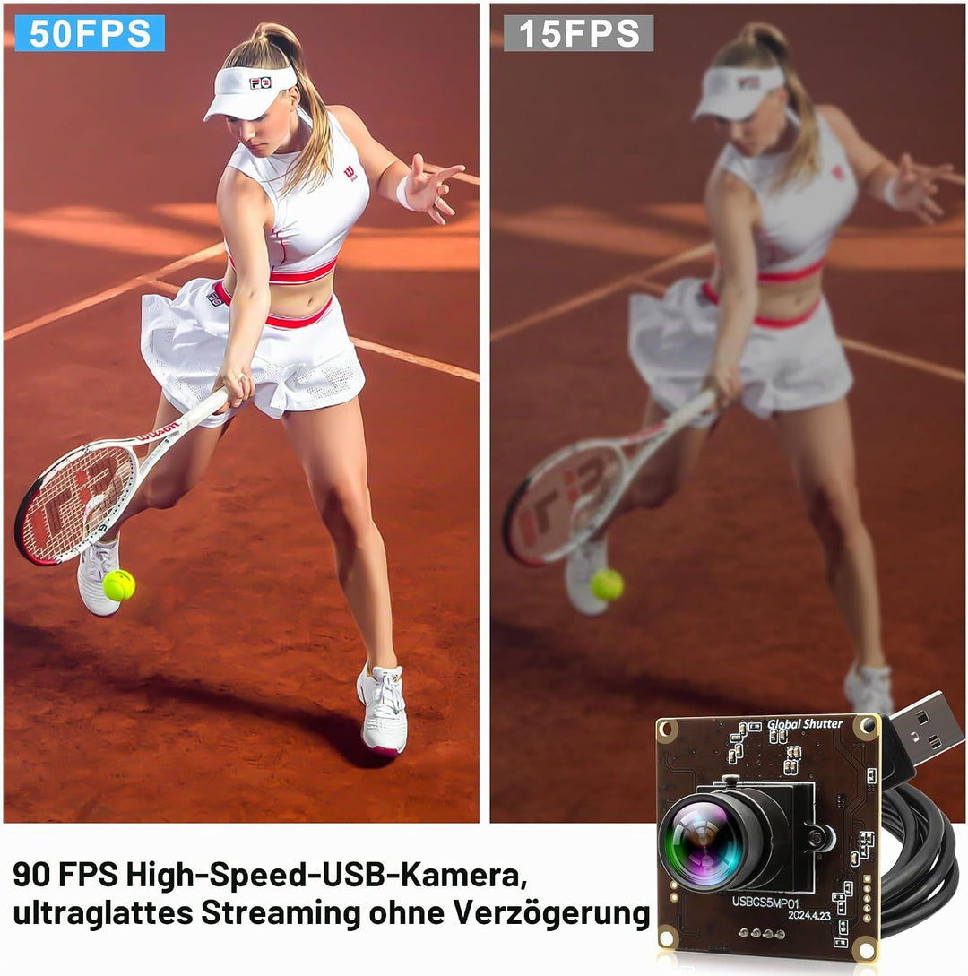 ELP Global Shutter USB Kamera 50 fps Hochgeschwindigkeits USB Kameramodul für Computer Weitwinkel Ke