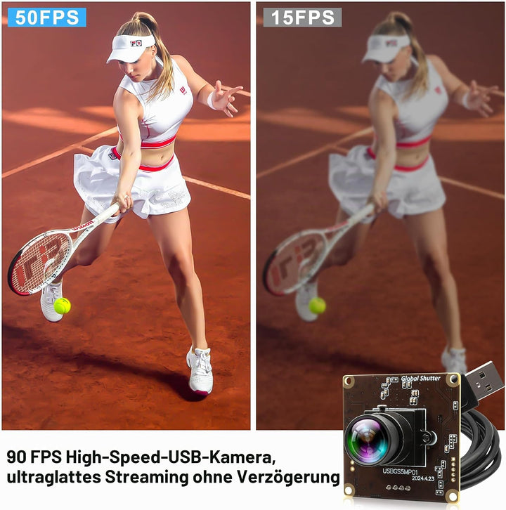 ELP Global Shutter USB Kamera 50 fps Hochgeschwindigkeits USB Kameramodul für Computer Weitwinkel Ke