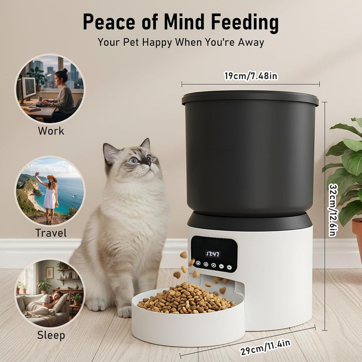 Futterautomat Katze, 4L Katzenfutter Automat, Futterspender Katze mit Programmierbarem Timer, Automa