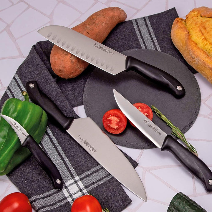 EVO POLIPROPYLENE HANDLE SANTOKU HOLLOW EDGE KNIFE 18 cm - 7" E 3C