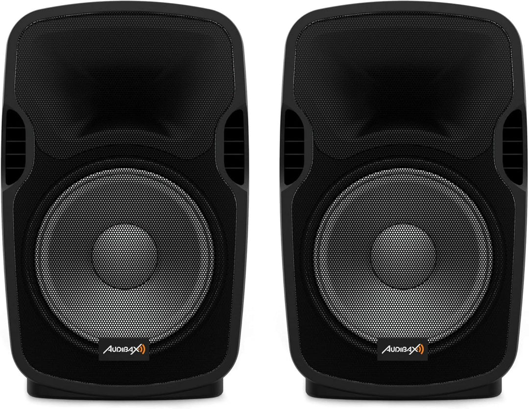 Audibax Party 212 Led Set 2 Altavoces 12" PRO 1000W Pico + Soportes + Cableado + Micrófono