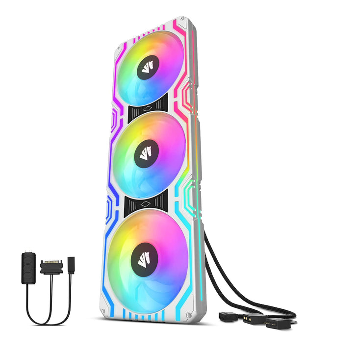 AsiaHorse 3 in 1 PC Gehäuselüfter, 3 * 120mm ARGB PC Lüfter mit 56 Adressierbare LEDs, CPU Gehäuse L