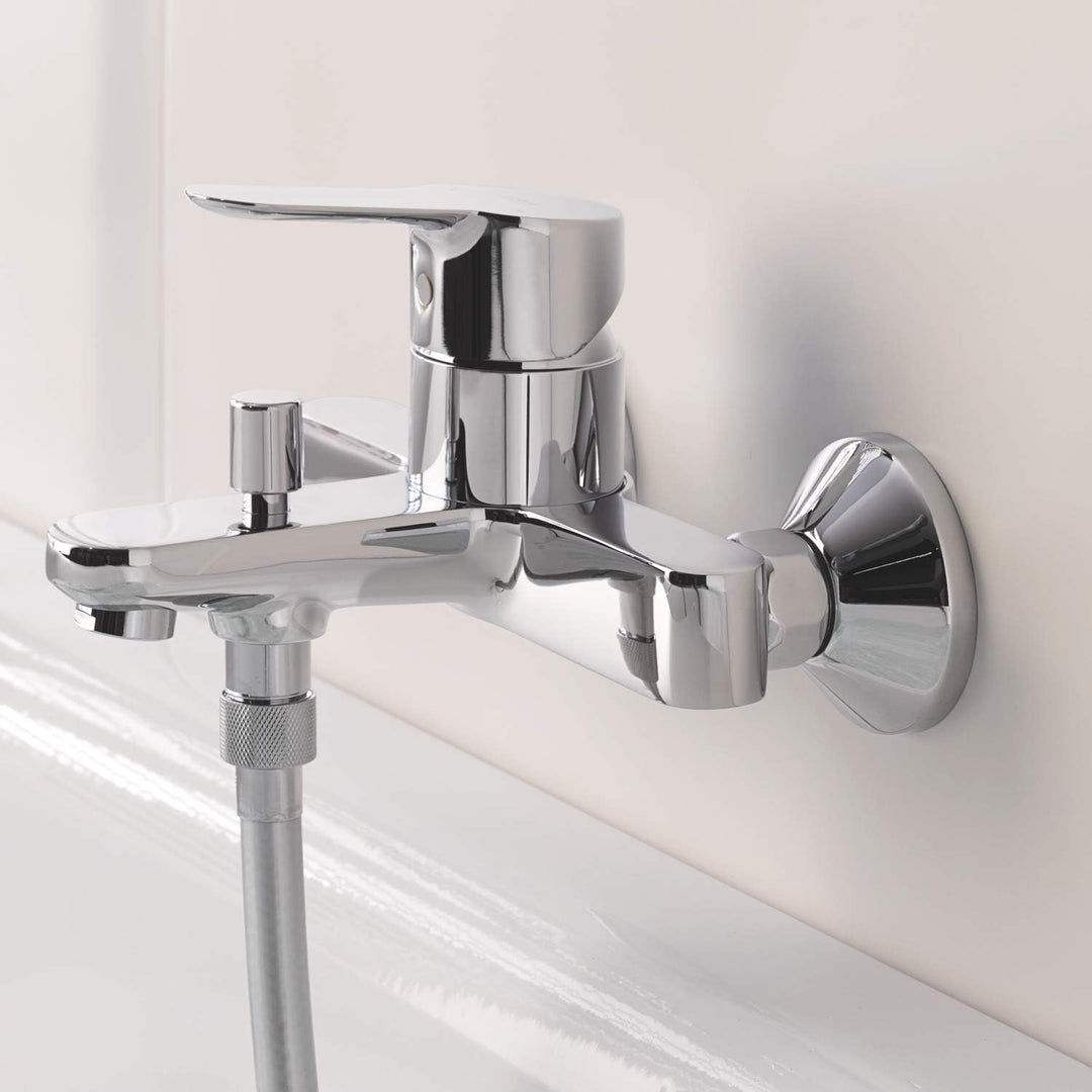 GROHE BauEdge - Badewannenarmatur (integriertes Rücklaufventil, automatische Umstellung für Badewann