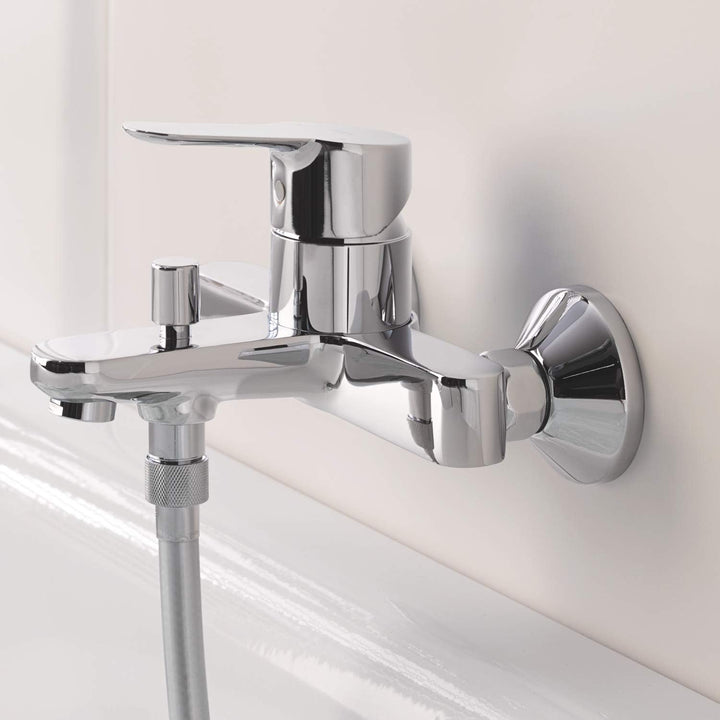 GROHE BauEdge - Badewannenarmatur (integriertes Rücklaufventil, automatische Umstellung für Badewann