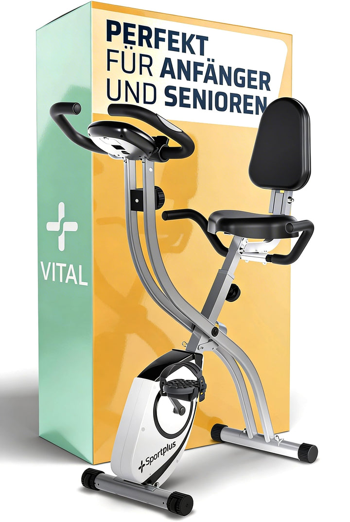SportPlus Heimtrainer klappbar für zuhause, optional mit App Steuerung, Rückenlehne,Pulsmessung, man