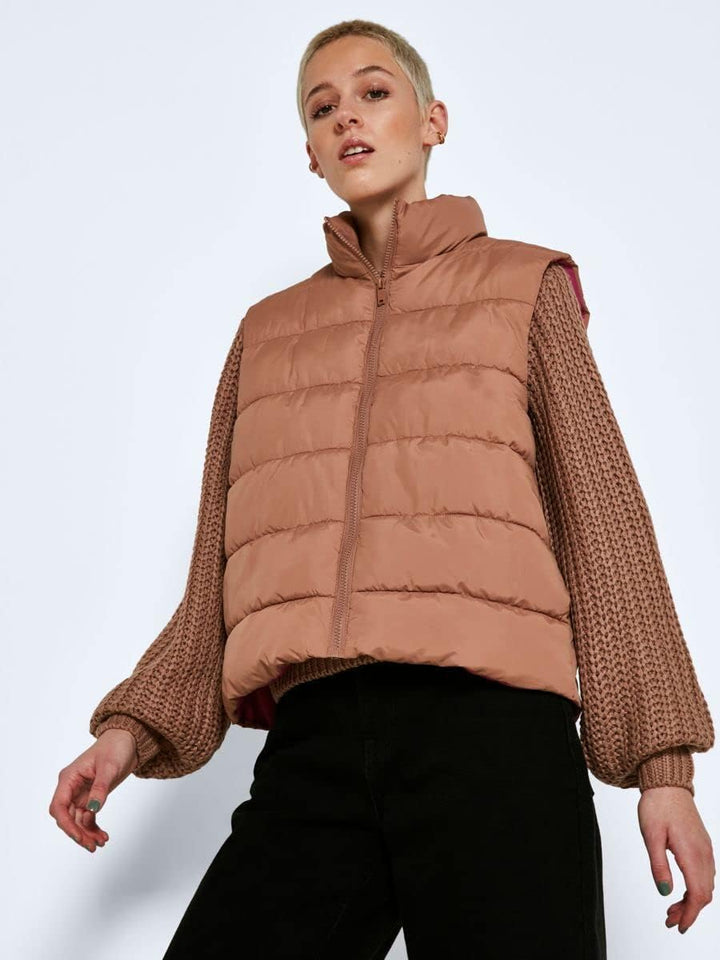 Noisy may Damen Nmmarcus Vest Bg Noos Weste, Beaver Fur/Detail:ibis Rose Lining