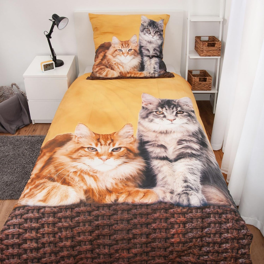 Wende Bettwäsche Katzen Bettwäsche 135 x 200cm